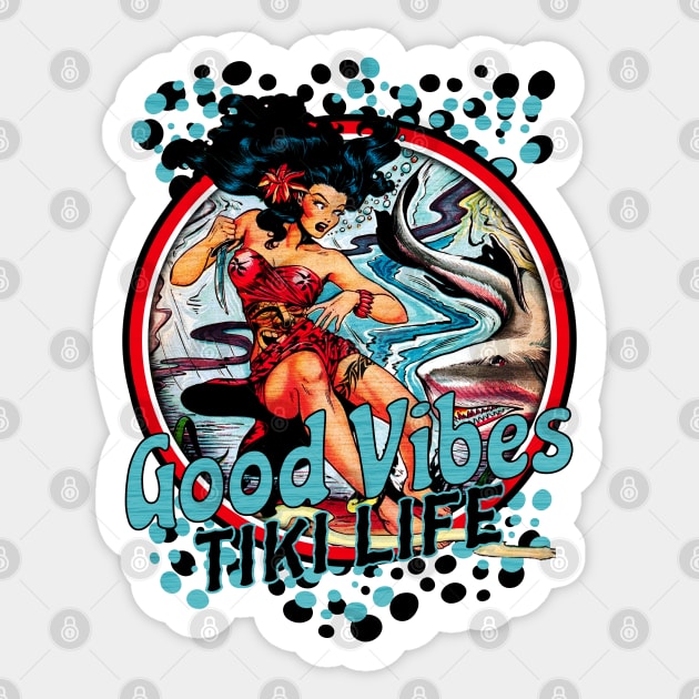 Good Vibes Tiki Life Seven Seas Beach Lifestyle- Distressed Look Sticker by Joaddo